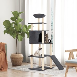 vidaXL Kratzbaum mit Sisal-Kratzsäulen Dunkelgrau 166 cm