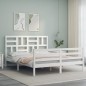 vidaXL Massivholzbett mit Kopfteil Weiß 160x200 cm vidaXL Massivholzbett mit Kopfteil Weiß 160x200 cm