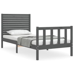 vidaXL Massivholzbett mit Kopfteil Grau 100x200 cm