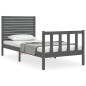 vidaXL Massivholzbett mit Kopfteil Grau 100x200 cm vidaXL Massivholzbett mit Kopfteil Grau 100x200 cm
