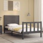 vidaXL Massivholzbett mit Kopfteil Grau 100x200 cm vidaXL Massivholzbett mit Kopfteil Grau 100x200 cm