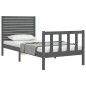 vidaXL Massivholzbett mit Kopfteil Grau 100x200 cm vidaXL Massivholzbett mit Kopfteil Grau 100x200 cm