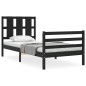 vidaXL Massivholzbett mit Kopfteil Schwarz 100x200 cm vidaXL Massivholzbett mit Kopfteil Schwarz 100x200 cm
