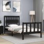 vidaXL Massivholzbett mit Kopfteil Schwarz 90x200 cm vidaXL Massivholzbett mit Kopfteil Schwarz 90x200 cm