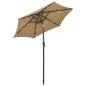 vidaXL Sonnenschirm mit LED-Leuchten Taupe 200x211cm Aluminium vidaXL Sonnenschirm mit LED-Leuchten Taupe 200x211cm Aluminium
