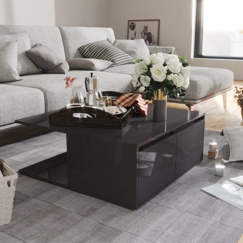 vidaXL Couchtisch Hochglanz-Grau 80x80x31 cm Holzwerkstoff vidaXL Couchtisch Hochglanz-Grau 80x80x31 cm Holzwerkstoff