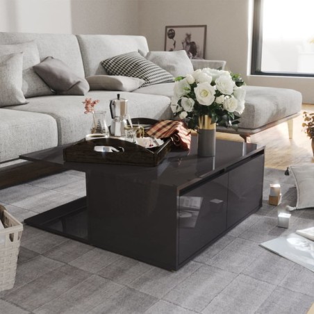 vidaXL Couchtisch Hochglanz-Grau 80x80x31 cm Holzwerkstoff