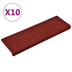vidaXL Treppenmatten 10 Stk. Bordeauxrot 65x21x4 cm Nadelvlies