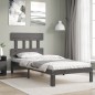 vidaXL Massivholzbett mit Kopfteil Grau 90x200 cm vidaXL Massivholzbett mit Kopfteil Grau 90x200 cm