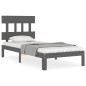 vidaXL Massivholzbett mit Kopfteil Grau 90x200 cm vidaXL Massivholzbett mit Kopfteil Grau 90x200 cm