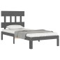 vidaXL Massivholzbett mit Kopfteil Grau 90x200 cm vidaXL Massivholzbett mit Kopfteil Grau 90x200 cm