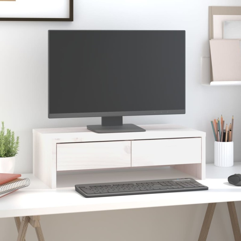 vidaXL Monitorständer Weiß 50x27x15 cm Massivholz Kiefer vidaXL Monitorständer Weiß 50x27x15 cm Massivholz Kiefer