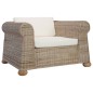 2-tlg. Sofagarnitur mit Kissen Natur Rattan 2-tlg. Sofagarnitur mit Kissen Natur Rattan