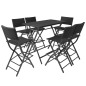 vidaXL 7-tlg. Garten-Essgruppe Klappbar Stahl Poly Rattan Schwarz vidaXL 7-tlg. Garten-Essgruppe Klappbar Stahl Poly Rattan Schwarz
