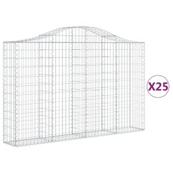 vidaXL Gabionen mit Hochbogen 25Stk. 200x30x120/140cm Verzinktes Eisen