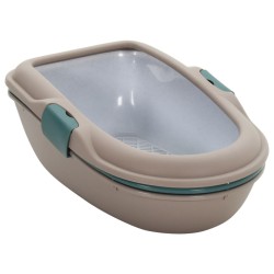 vidaXL Katzenklo Braun und Weiß 59x39x22 cm PP