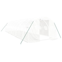 vidaXL Gewächshaus mit Stahlrahmen Weiß 30 m² 10x3x2 m