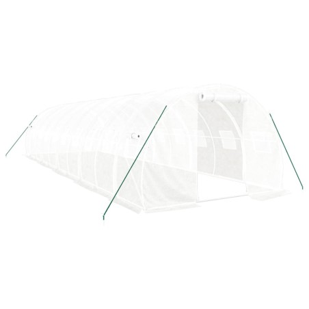 vidaXL Gewächshaus mit Stahlrahmen Weiß 30 m² 10x3x2 m