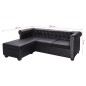 Chesterfield-Sofa L-Form Kunstleder Schwarz Chesterfield-Sofa L-Form Kunstleder Schwarz