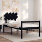 vidaXL Massivholzbett mit Kopfteil Schwarz 90x200 cm vidaXL Massivholzbett mit Kopfteil Schwarz 90x200 cm