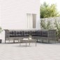 vidaXL 7-tlg. Garten-Lounge-Set mit Kissen Grau Poly Rattan vidaXL 7-tlg. Garten-Lounge-Set mit Kissen Grau Poly Rattan