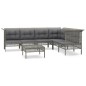 vidaXL 7-tlg. Garten-Lounge-Set mit Kissen Grau Poly Rattan vidaXL 7-tlg. Garten-Lounge-Set mit Kissen Grau Poly Rattan