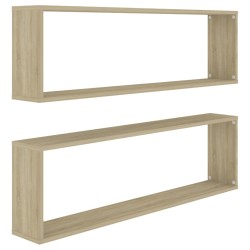 vidaXL Würfelregale 2 Stk. Sonoma-Eiche 100x15x30 cm Holzwerkstoff