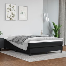 vidaXL Boxspringbett mit Matratze Schwarz 140x190 cm Kunstleder