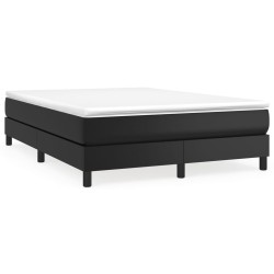 vidaXL Boxspringbett mit Matratze Schwarz 140x190 cm Kunstleder