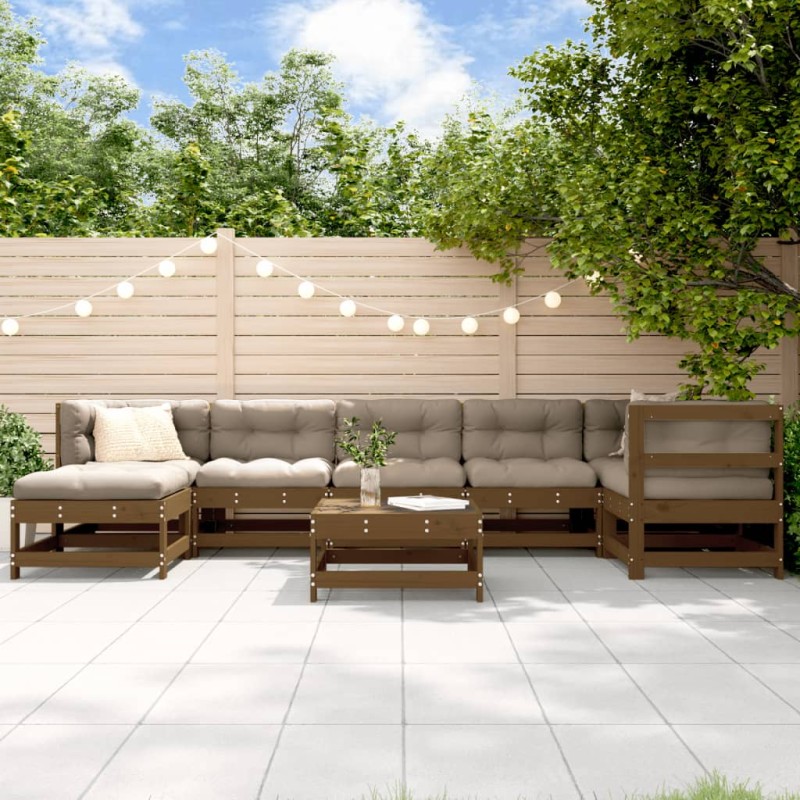 vidaXL 8-tlg. Garten-Lounge-Set mit Kissen Honigbraun Massivholz vidaXL 8-tlg. Garten-Lounge-Set mit Kissen Honigbraun Massivholz