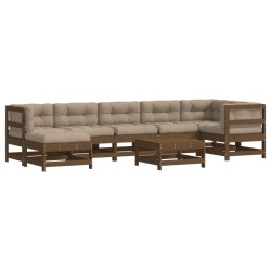 vidaXL 8-tlg. Garten-Lounge-Set mit Kissen Honigbraun Massivholz