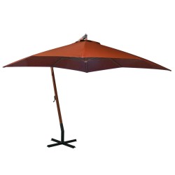 vidaXL Ampelschirm mit Mast Terracotta-Rot 3x3 m Massivholz Tanne