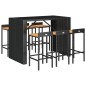 vidaXL 7-tlg. Gartenbar-Set Schwarz Poly Rattan & Massivholz Akazie vidaXL 7-tlg. Gartenbar-Set Schwarz Poly Rattan & Massivholz Akazie