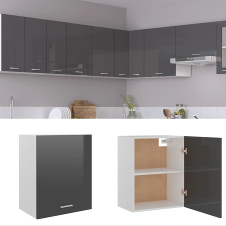 vidaXL Hängeschrank Hochglanz-Grau 50x31x60 cm Holzwerkstoff