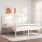 vidaXL Massivholzbett mit Kopfteil Weiß 160x200 cm vidaXL Massivholzbett mit Kopfteil Weiß 160x200 cm