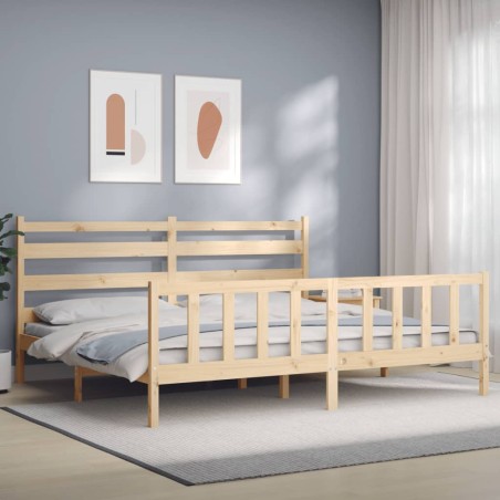 vidaXL Massivholzbett mit Kopfteil 200x200 cm