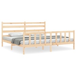 vidaXL Massivholzbett mit Kopfteil 200x200 cm