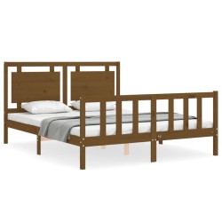 vidaXL Massivholzbett mit Kopfteil Honigbraun 160x200 cm
