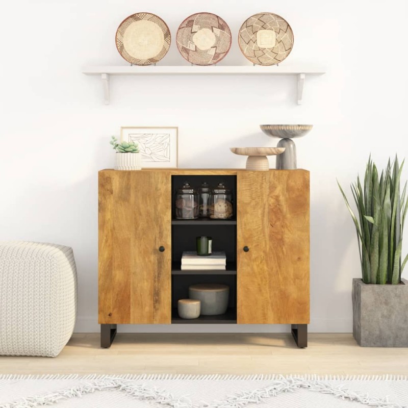 vidaXL Sideboard mit 2 Türen 90x33x75 cm Massivholz Mango vidaXL Sideboard mit 2 Türen 90x33x75 cm Massivholz Mango