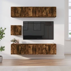 vidaXL 7-tlg. TV-Schrank-Set Räuchereiche Holzwerkstoff