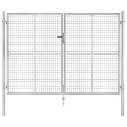vidaXL Gartentor Verzinkter Stahl 306 x 225 cm Silbern