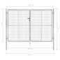 vidaXL Gartentor Verzinkter Stahl 306 x 225 cm Silbern vidaXL Gartentor Verzinkter Stahl 306 x 225 cm Silbern