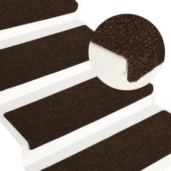 vidaXL Treppenmatten 15 Stk. Nadelvlies 65x21x4 cm Braun