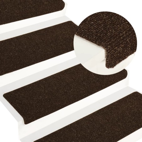 vidaXL Treppenmatten 15 Stk. Nadelvlies 65x21x4 cm Braun