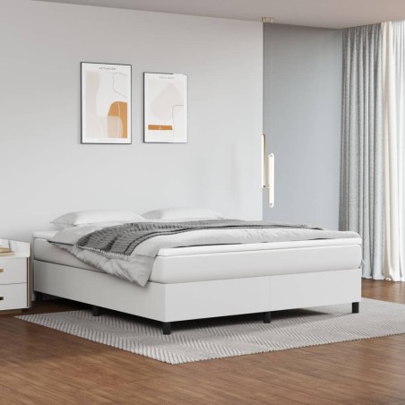 vidaXL Boxspringbett mit Matratze Weiß 160x200 cm Kunstleder