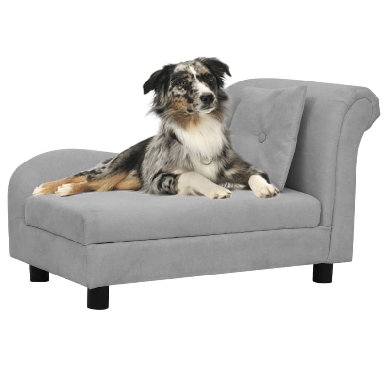vidaXL Hundesofa mit Kissen Grau 83x44x44 cm Plüsch vidaXL Hundesofa mit Kissen Grau 83x44x44 cm Plüsch