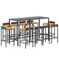 vidaXL 11-tlg. Gartenbar-Set Schwarz Poly Rattan & Massivholz Akazie vidaXL 11-tlg. Gartenbar-Set Schwarz Poly Rattan & Massivholz Akazie
