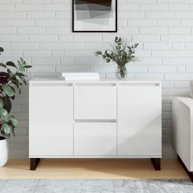 vidaXL Sideboard Hochglanz-Weiß 104x35x70 cm Holzwerkstoff vidaXL Sideboard Hochglanz-Weiß 104x35x70 cm Holzwerkstoff