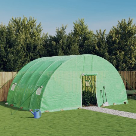 vidaXL Gewächshaus mit Stahlrahmen Grün 24 m² 6x4x2,85 m