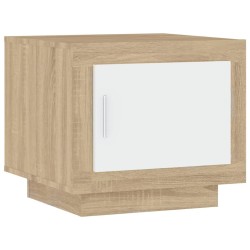 vidaXL Couchtisch Weiß und Sonoma-Eiche 51x50x45 cm Holzwerkstoff